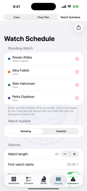 Watch schedule builder on iPhone
