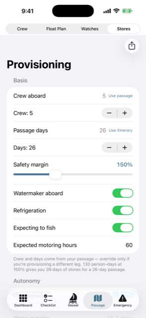 Provisioning calculator on iPhone